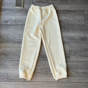 Shein Cream Plaid Textured Quilted Jogger Pants